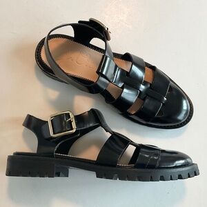 J. CREW Fisherman Lug-Sole  Sandals Black Size 6.5 LIKE NEW